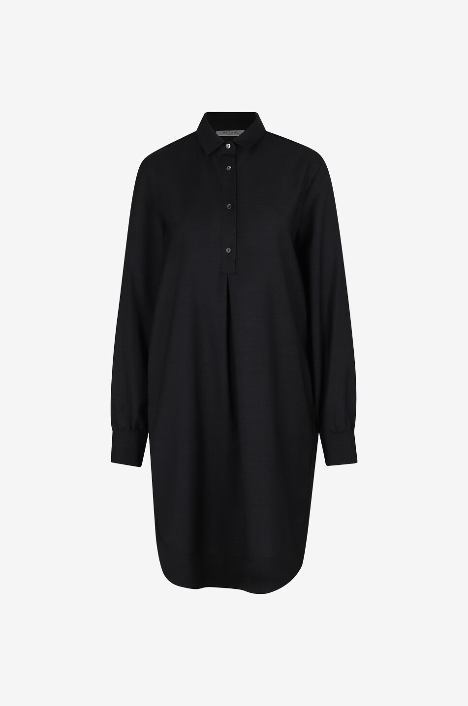 ARTIGIANO Robe chemise courte en popeline de laine Elke Femme GRIS FONCÉ 1
