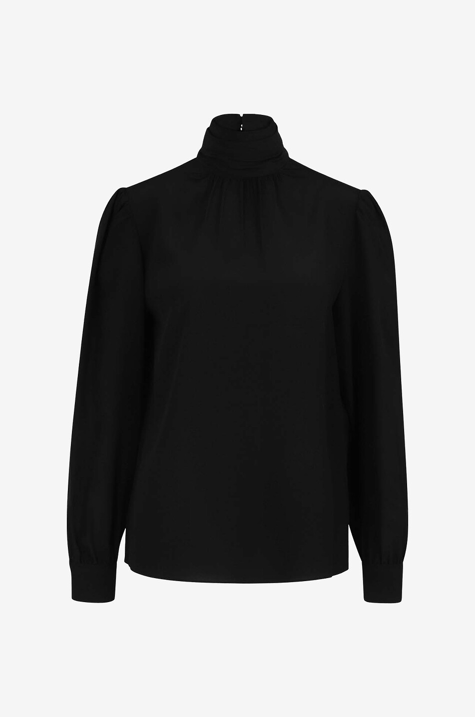 Bluse aus Crêpe-De-Chine-Seide mit Stehkragen