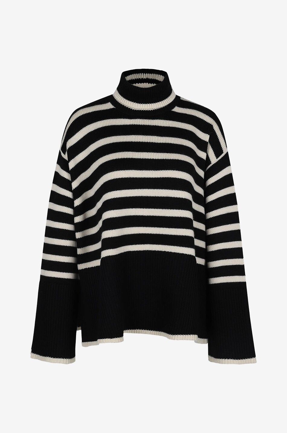 TOTEME Oversize-Rollkragenpullover aus nachhaltiger Wolle Signature Stripe Damen SCHWARZ 1