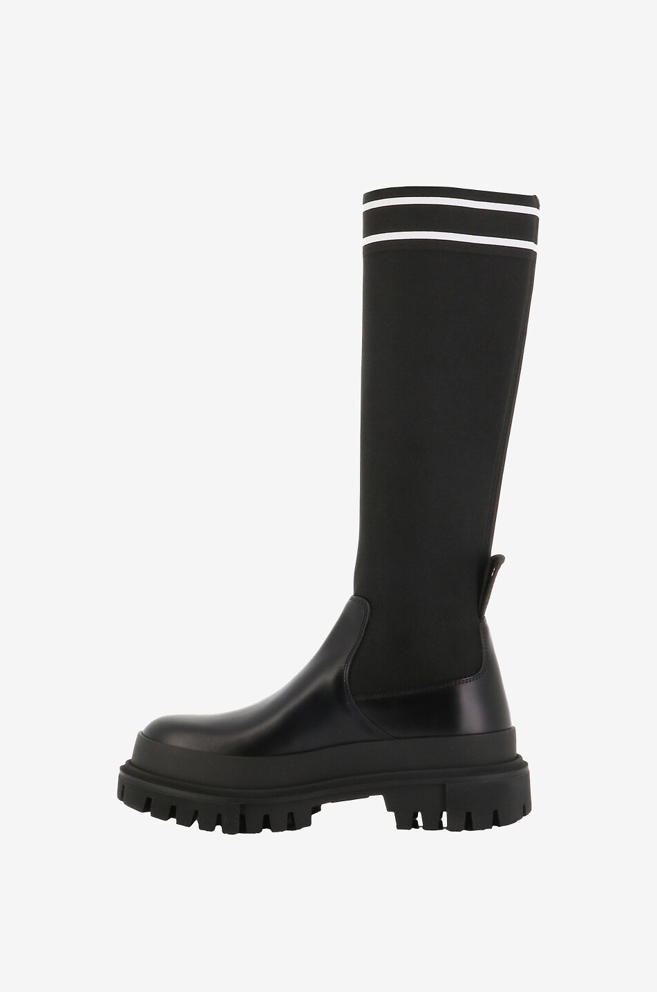 DOLCE & GABBANA DOLCE&GABBANA leather and jacquard knit ankle boots Women BLACK 3