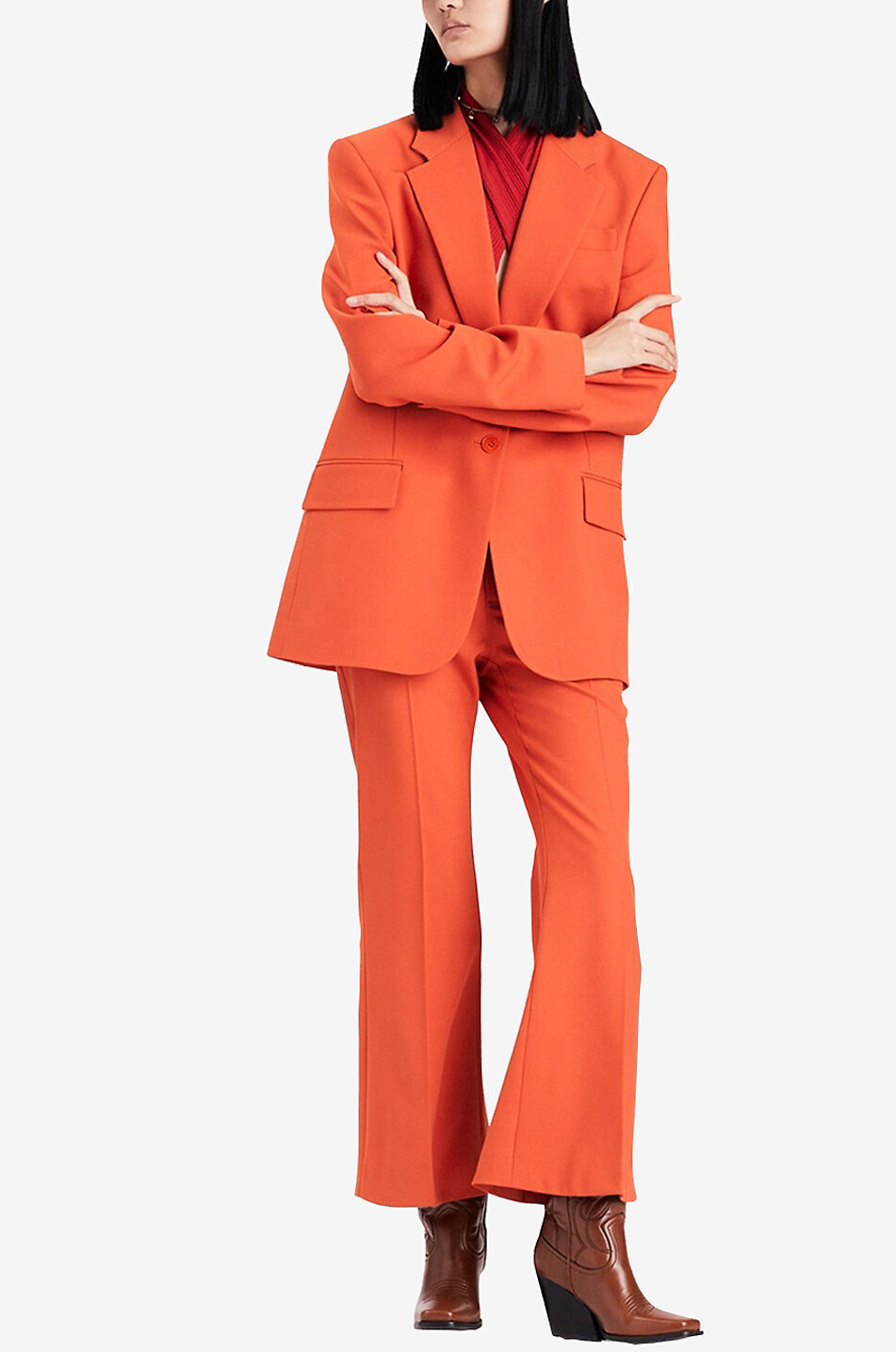 STELLA McCARTNEY Flared cropped sustainable twill trousers Women ORANGE 3