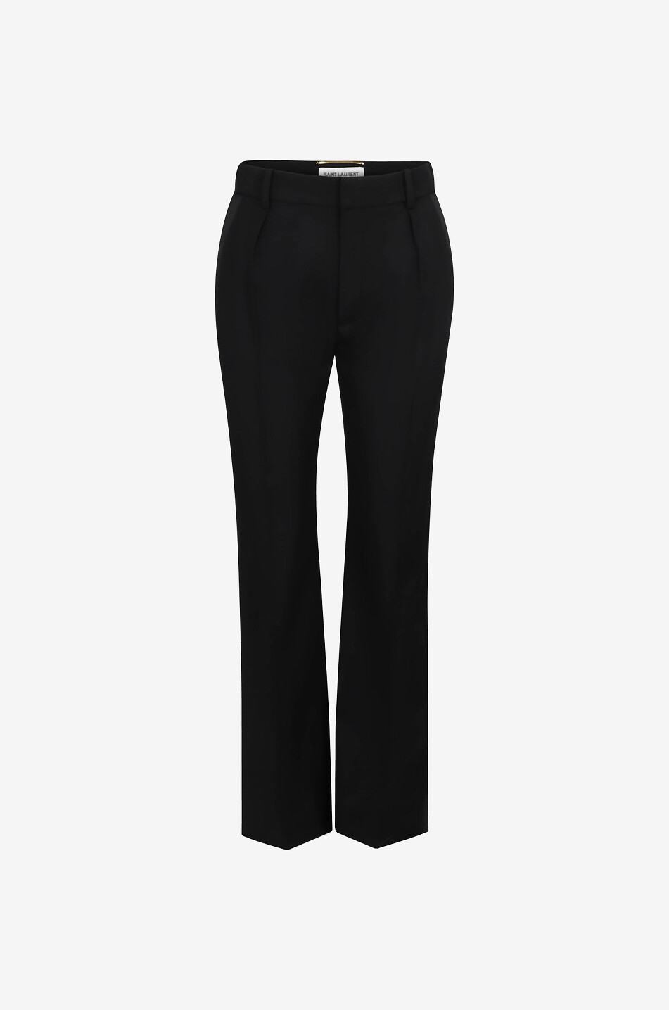 SAINT LAURENT PARIS Pantalon de smoking taille haute en laine grain de poudre Femme NOIR 1
