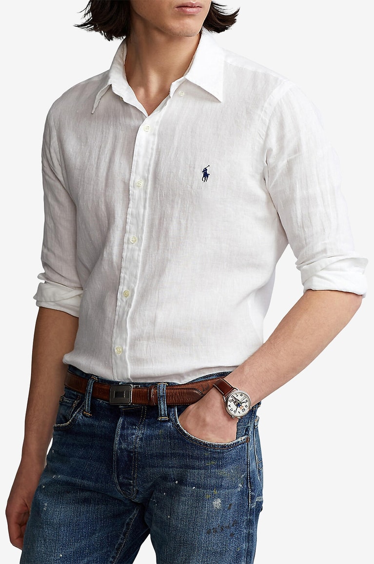 POLO RALPH LAUREN Chemise en lin à manches longues Custom Fit Homme BLANC 2