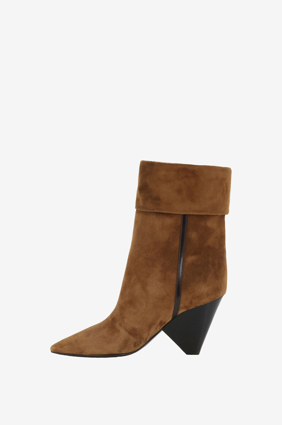 SAINT LAURENT PARIS Niki 85 heeled pointy-toe suede ankle boots Women BROWN 3