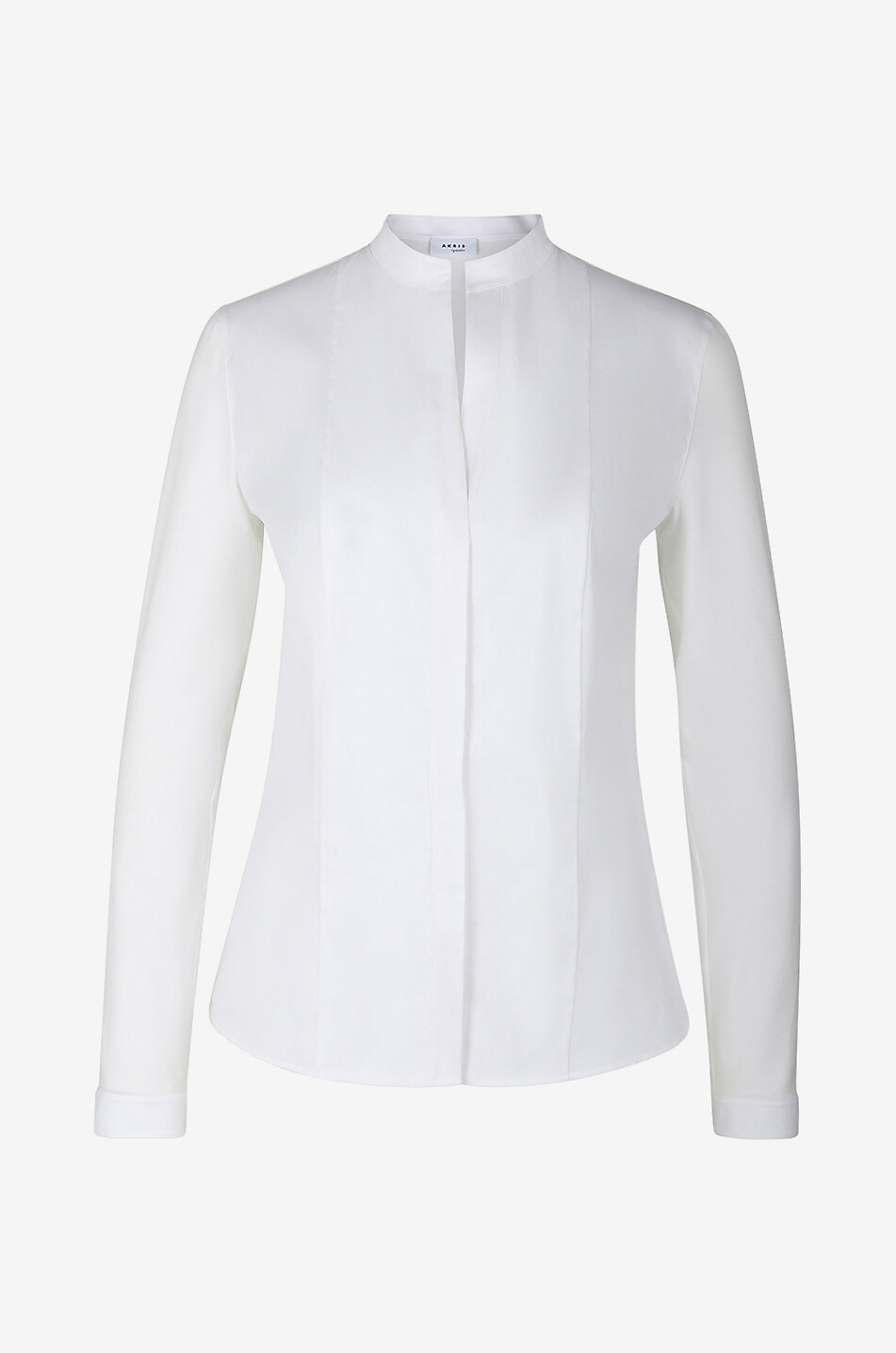 Materialmix-Bluse mit Mandarinkragen