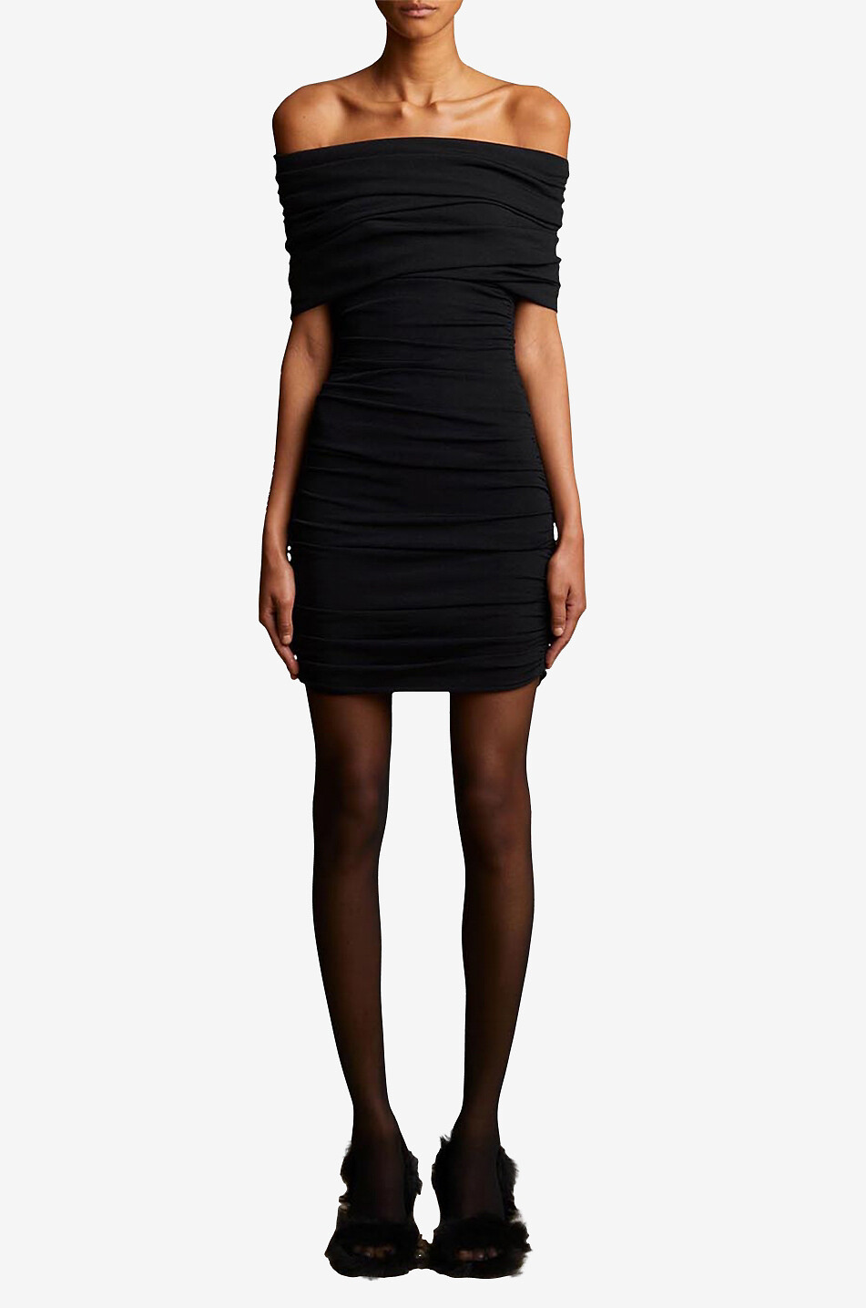 KHAITE Mini robe épaules dénudées The Aerica Femme NOIR 3