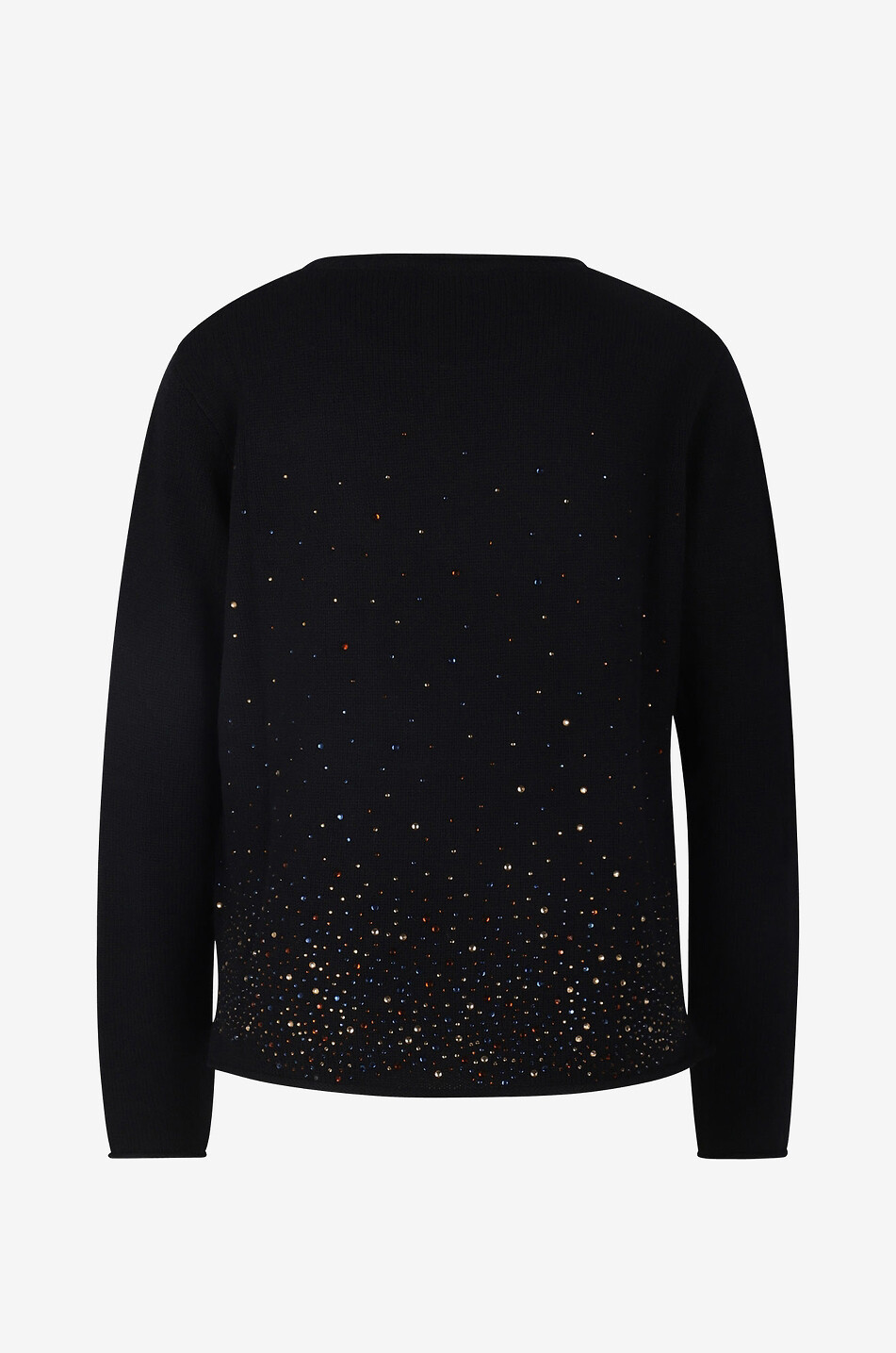 PRINCESS Rhinestone adorned merino wool round neck jumper Women BLACK 2