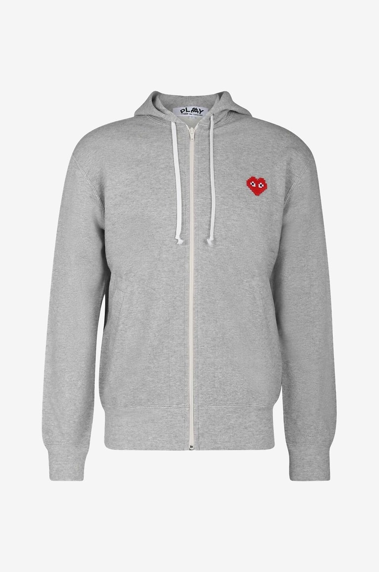 COMME DES GARCONS PLAY Sweat-shirt zippé à capuche Pixelated Heart Homme GRIS 1