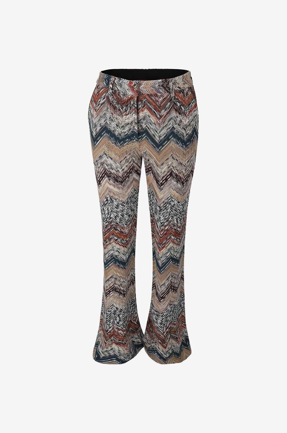 Pantalon évasé en maille motif chevrons