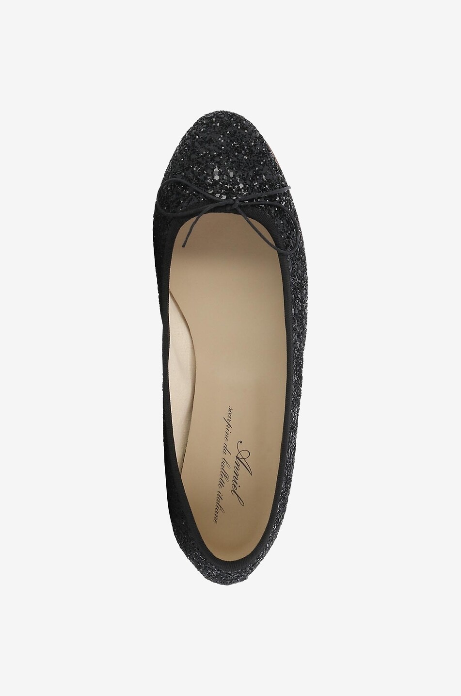 Glitter Classic round toe leather ballet flats ANNIEL Bongenie Outlet