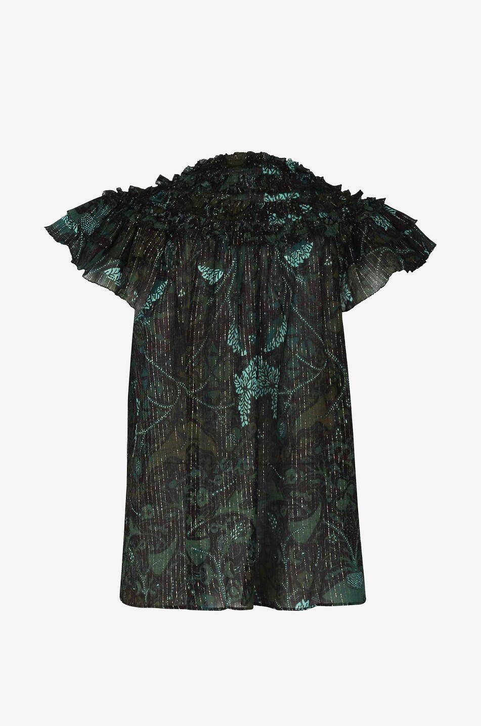 ULLA JOHNSON Top à manches courtes Signe Femme VERT FONCÉ 2