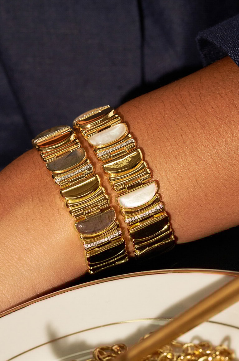 BE MAAD Goldenes Armband mit Halbedelsteinen Seema Damen WEISS 2