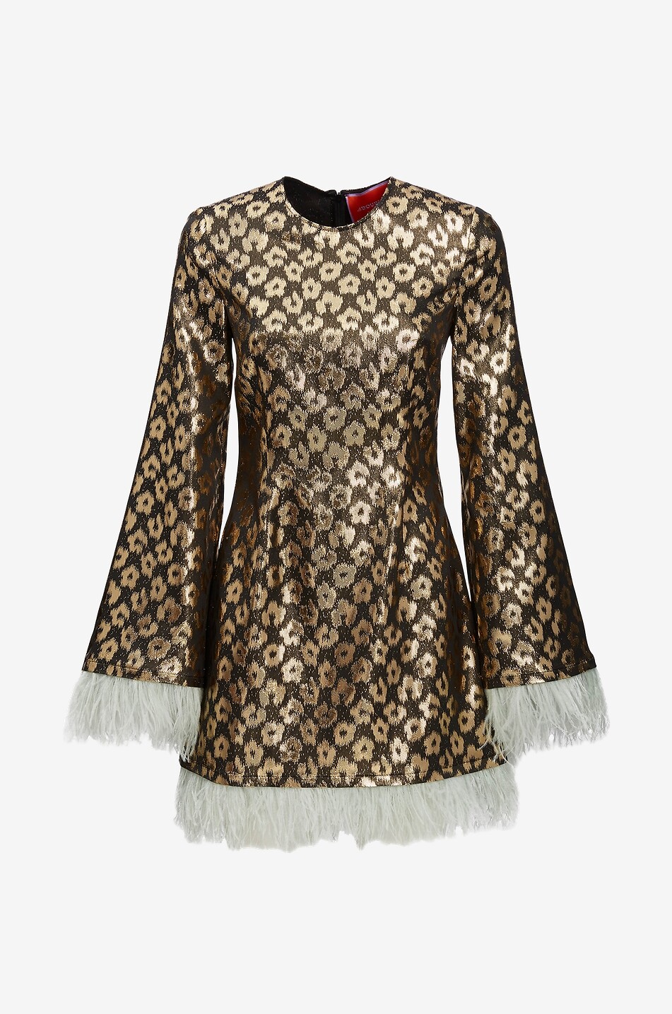 Federbesetztes Minikleid Twiggy Leopard Chiné Jacquard