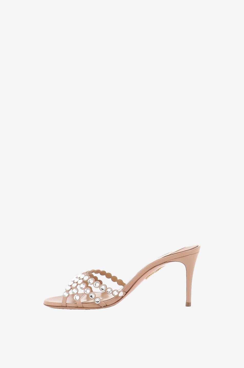 AQUAZZURA Tequila 75 nappa leather and crystal mules Women BEIGE 3