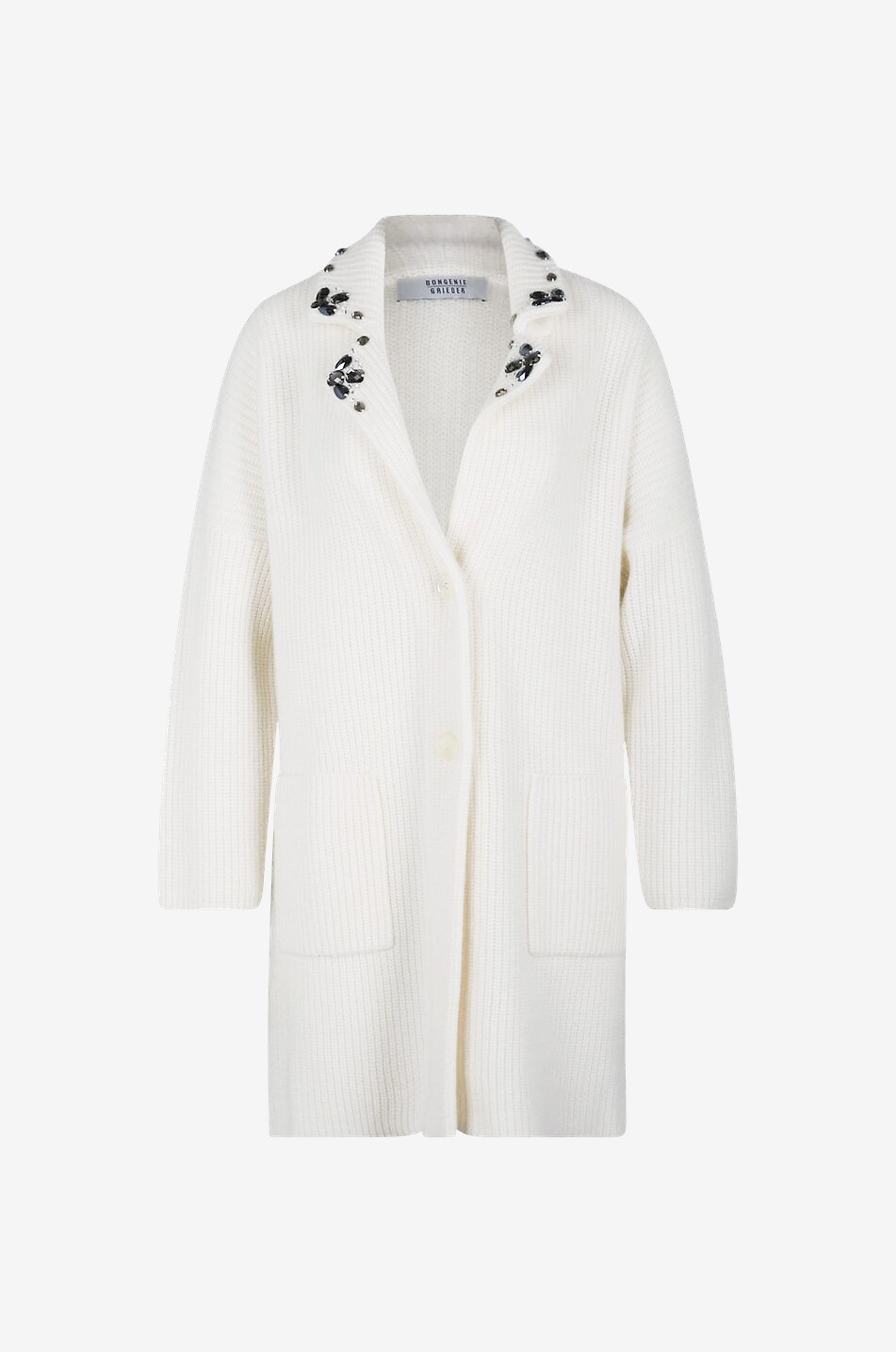 Cardigan épais en cachemire orné de cristaux