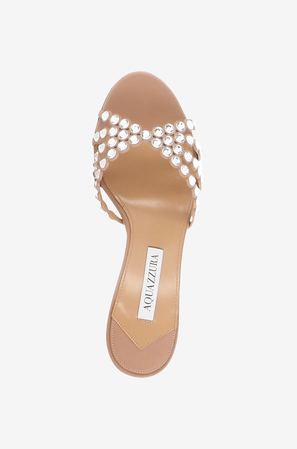 AQUAZZURA Tequila 75 nappa leather and crystal mules Women BEIGE 5