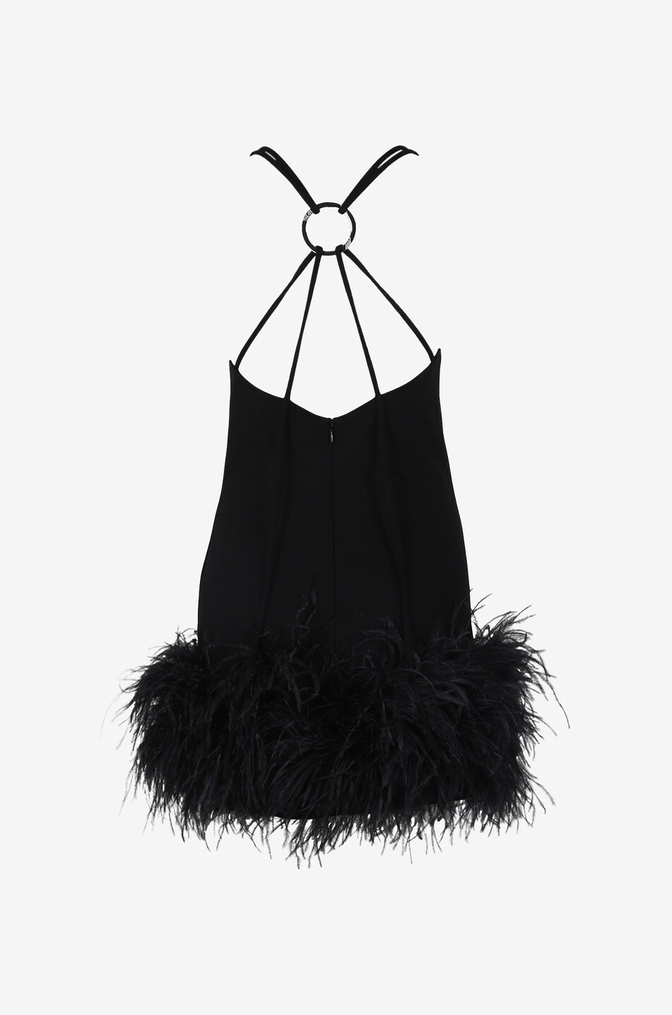 THE ATTICO Fujiko strappy feather adorned mini dress Women BLACK 2