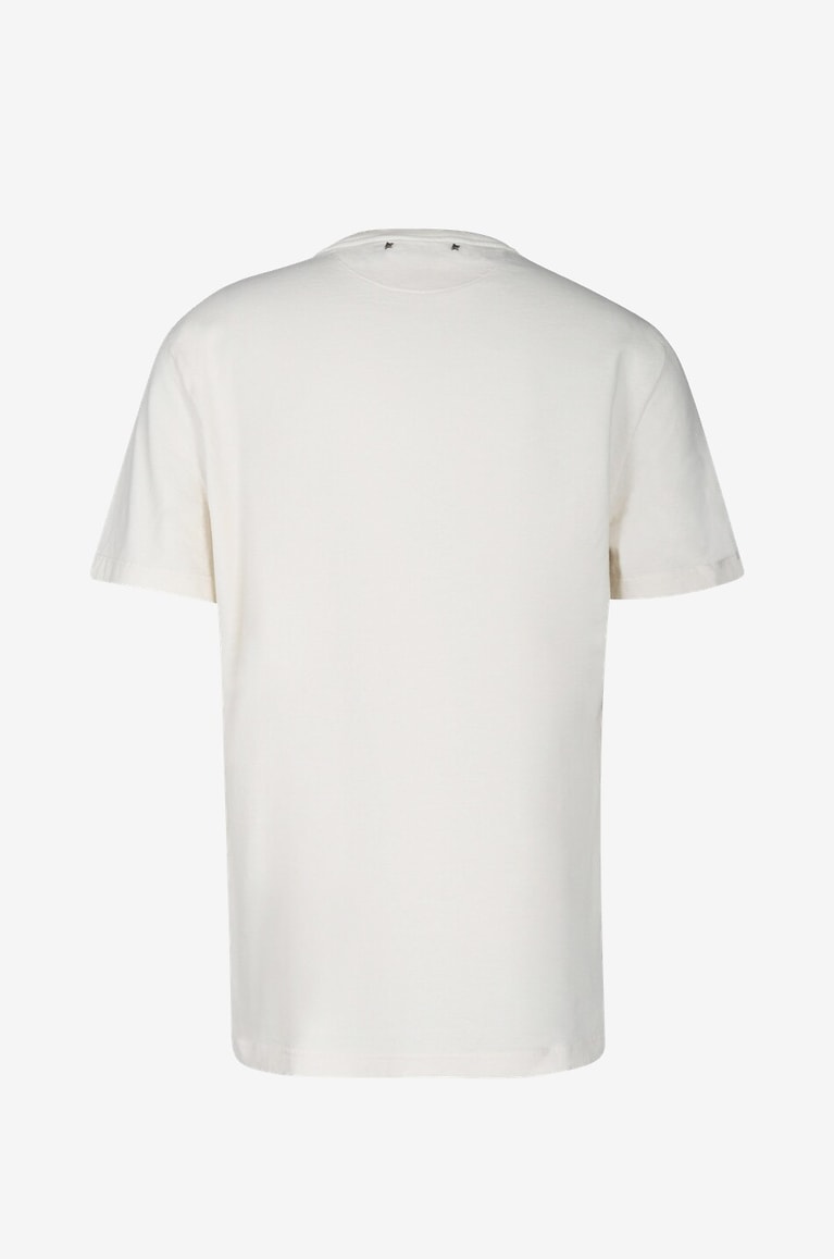 GOLDEN GOOSE T-shirt effet vieilli imprimé Make Relevant Everything Timeless. Homme BLANC 2