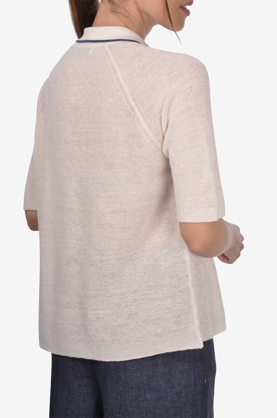 Linen short-sleeved polo shirt