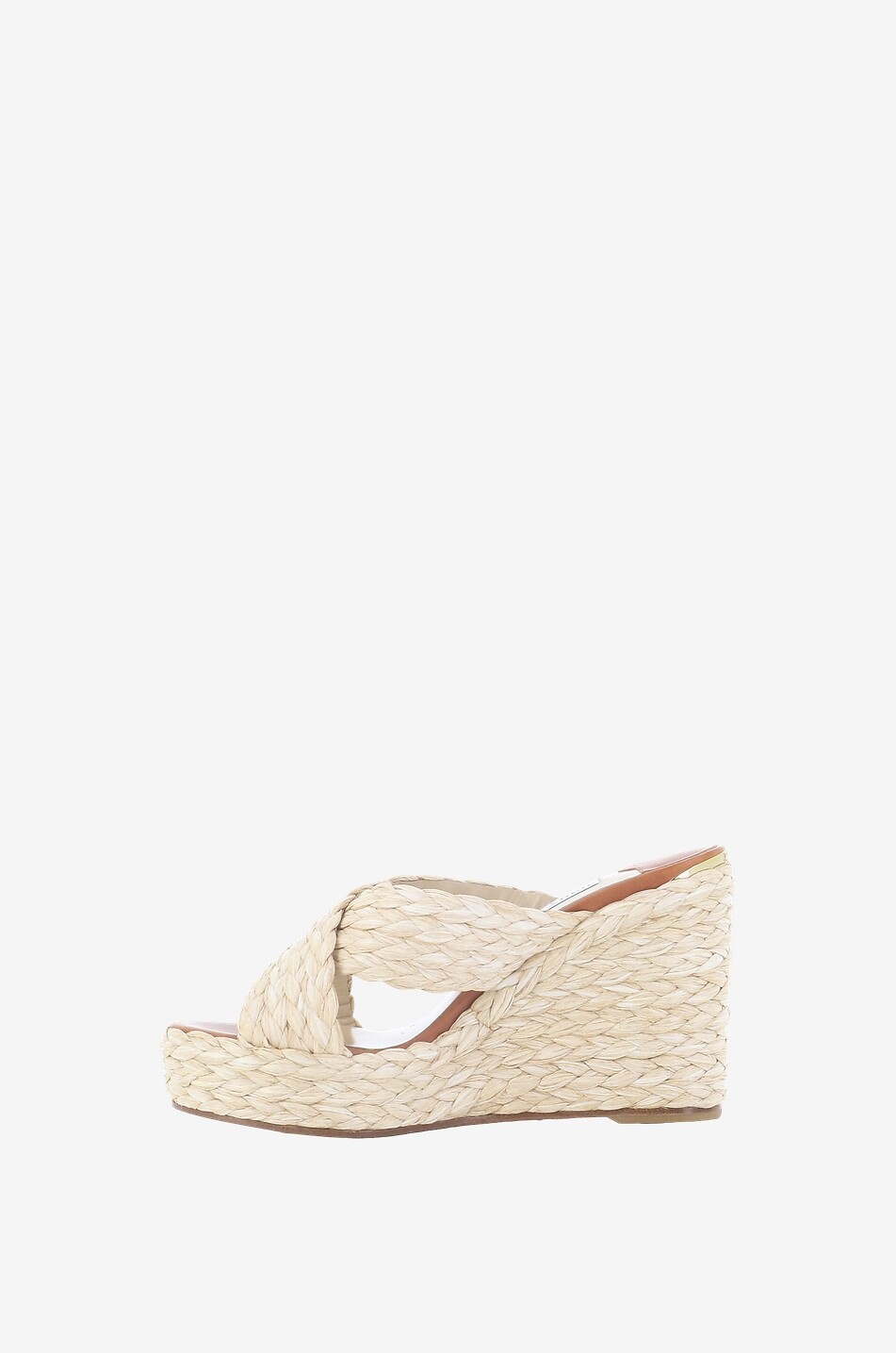 JIMMY CHOO Dovina 100 raffia and leather wedge mules Women BEIGE 3