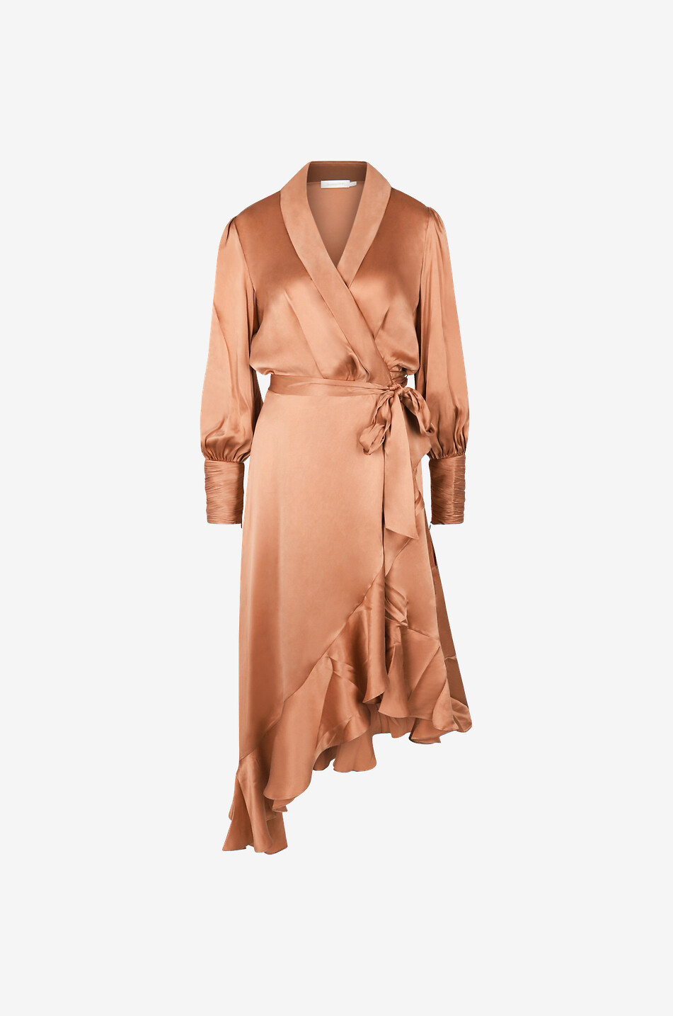 ZIMMERMANN Silk satin midi wrap dress Women BEIGE 1