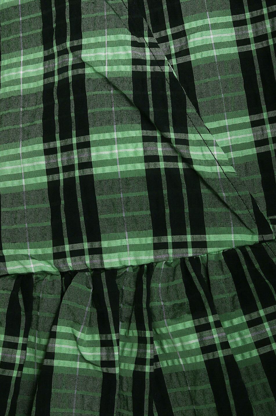 GANNI Top cache-coeur à basque en seersucker à carreaux Femme VERT 3