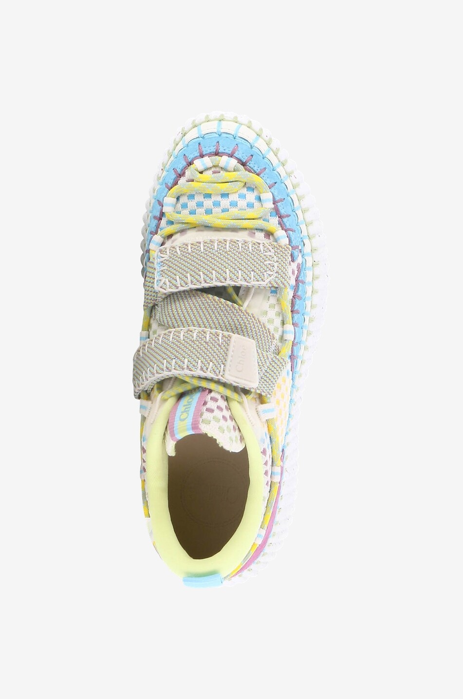 CHLOE Nama Velcro strap wedge sneakers in fabric and suede Women BLUE 5
