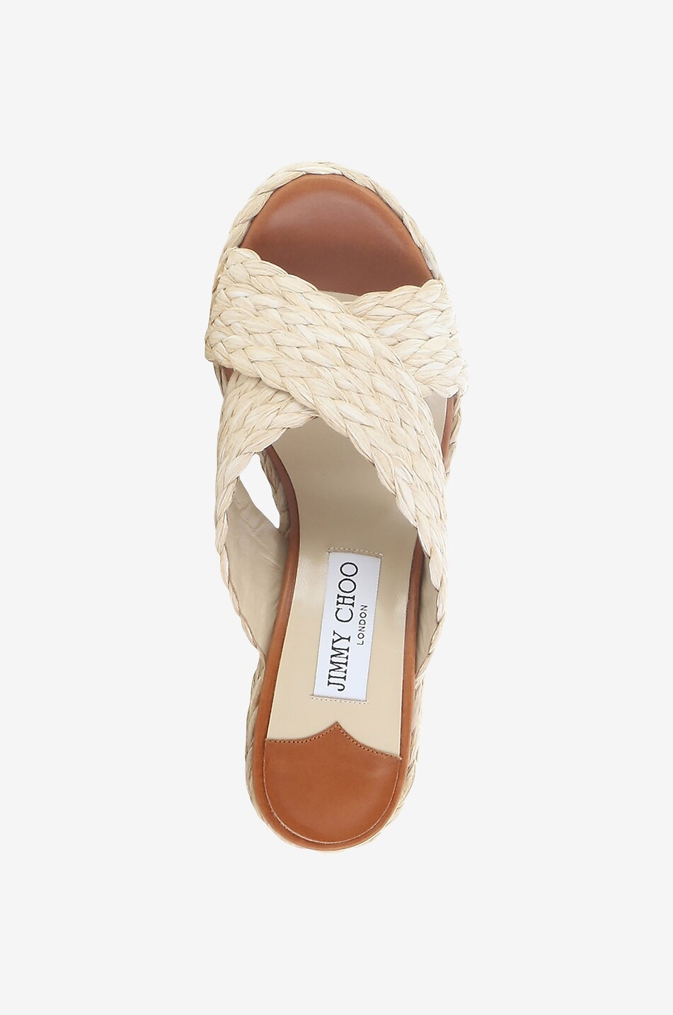 JIMMY CHOO Mules compensées en raphia et cuir Dovina 100 Femme BEIGE 5