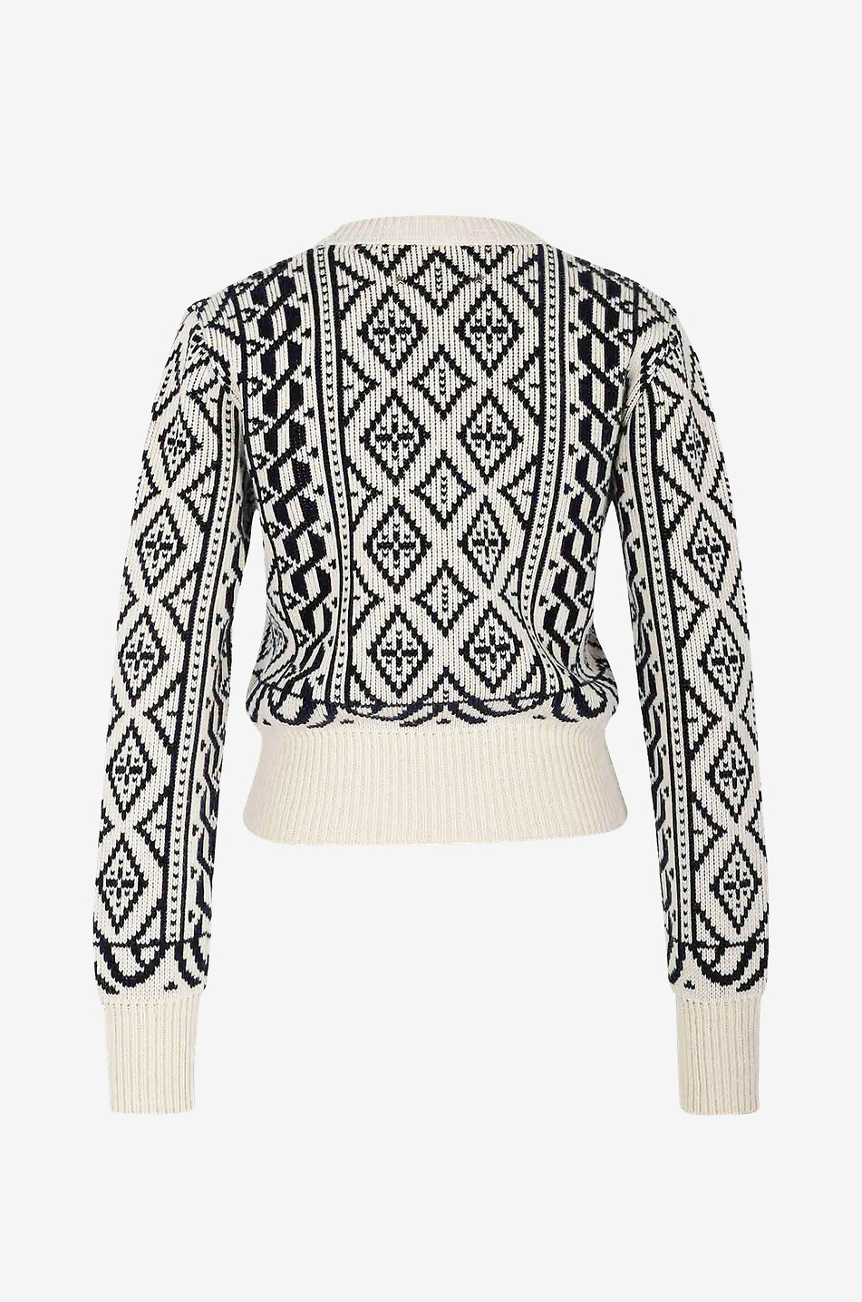Cropped wool blend jacquard jumper