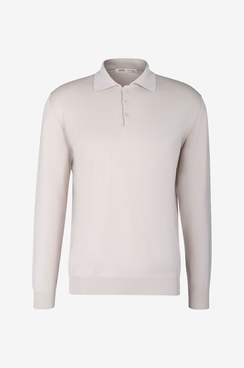 Polo à manches longues en maille de soie et coton