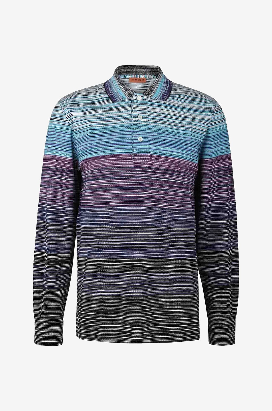 Long sleeved striped polo shirt