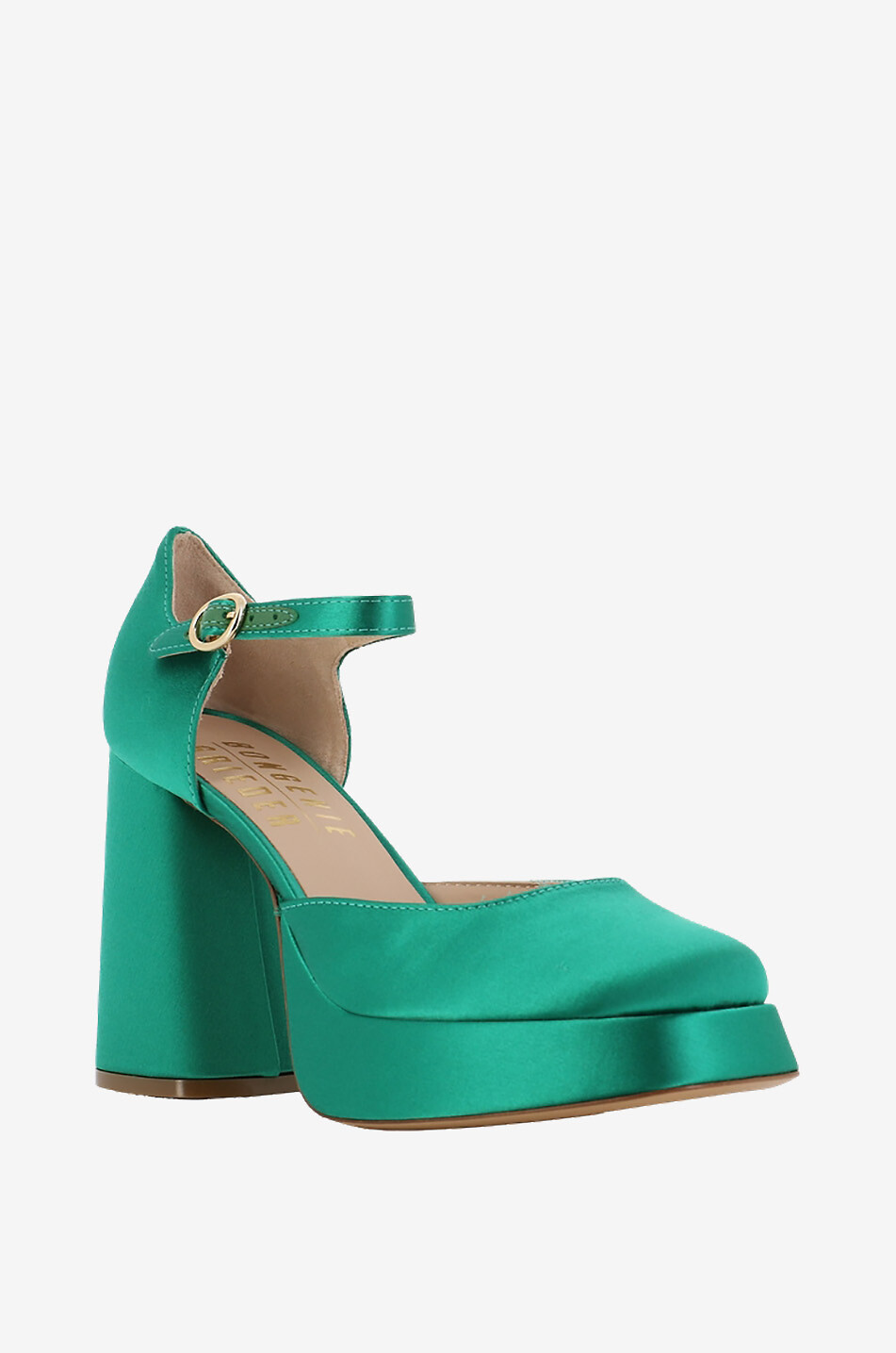 Riemchen-Plateau-Pumps aus Satin Mira 105