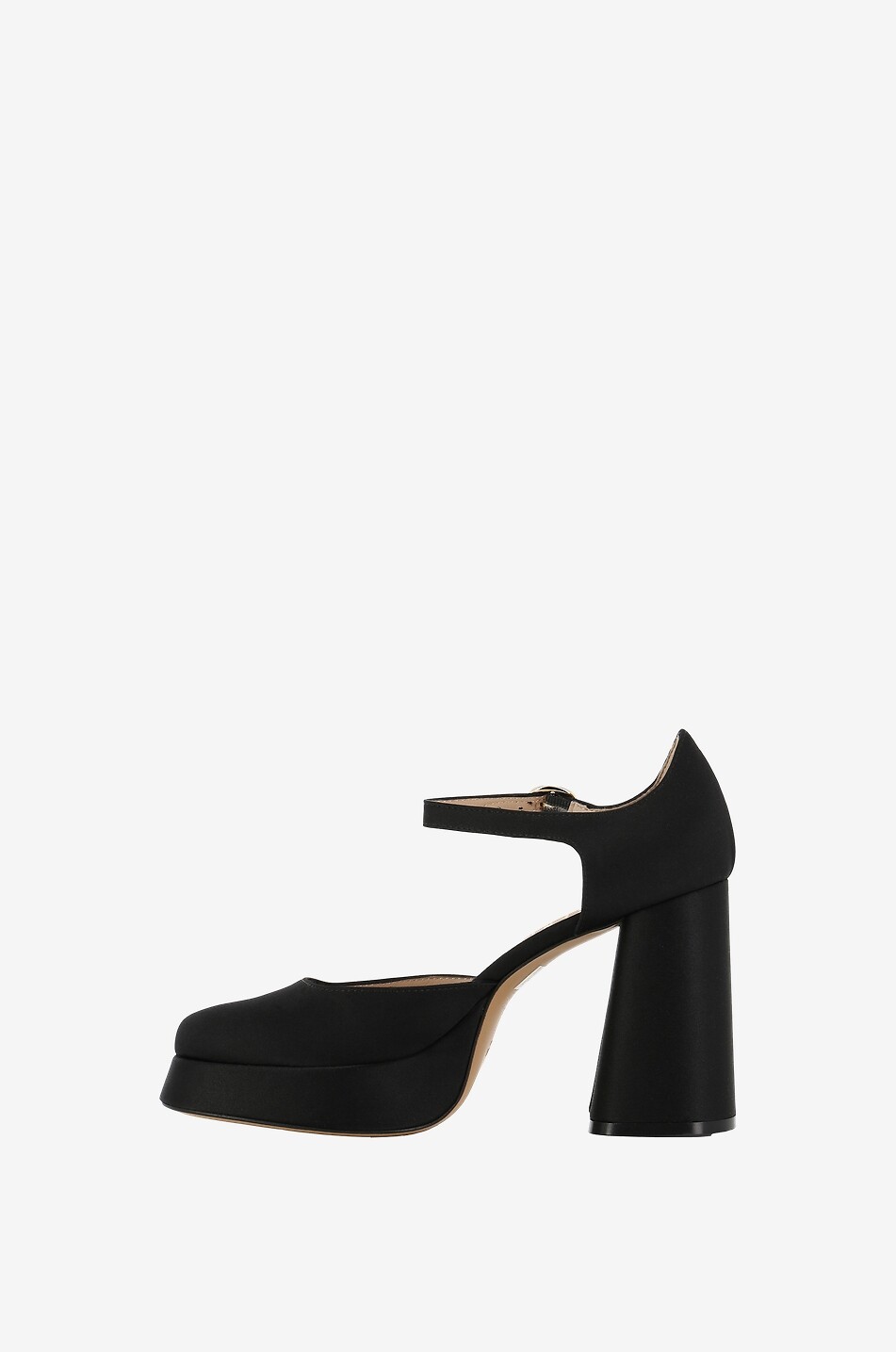 BONGENIE Riemchen-Plateau-Pumps aus Satin Mira 105 Damen SCHWARZ 3