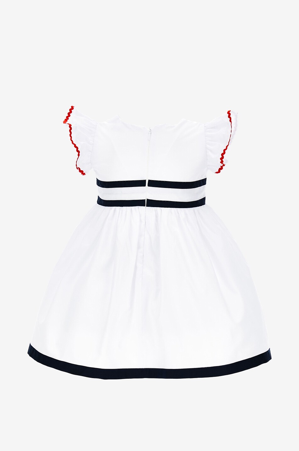 Robe fille ornée d'un noeud et de lisérés