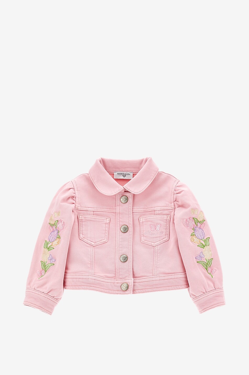 Baby-Fleece-Jacke mit Blütenstickereien