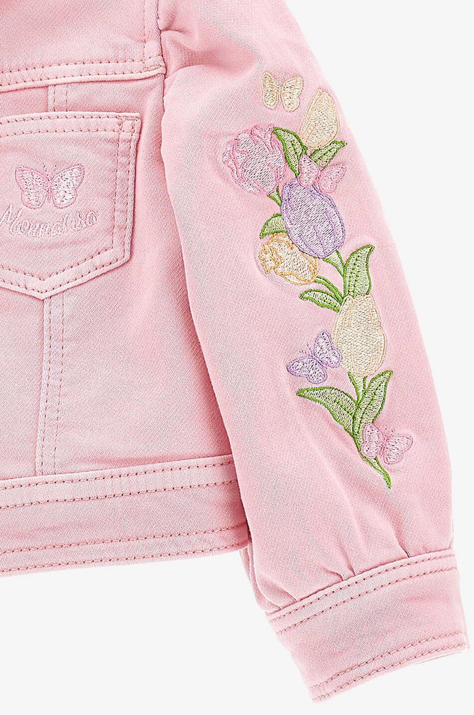 Baby-Fleece-Jacke mit Blütenstickereien