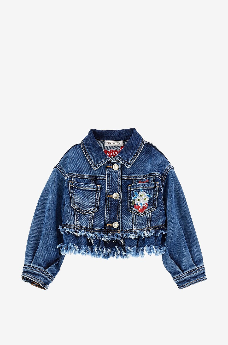 Veste en denim fille brodée cerises