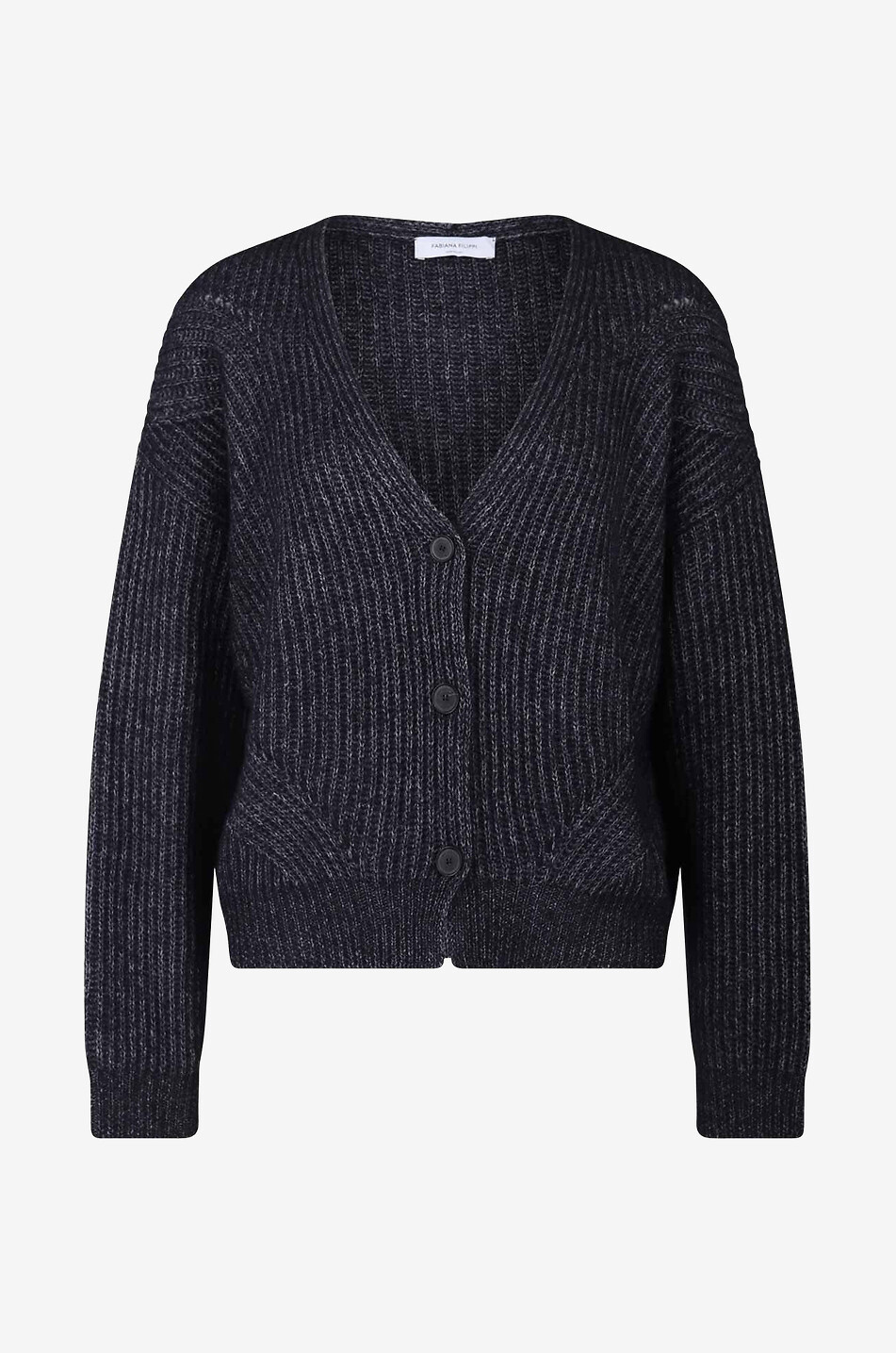 FABIANA FILIPPI Cardigan raccourci ample en maille côtelée duveteuse Femme BLEU FONCE 1