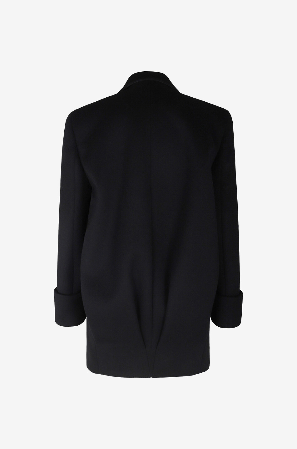 SAINT LAURENT PARIS Zweireihiger Kurzmantel aus Wolle Damen SCHWARZ 2