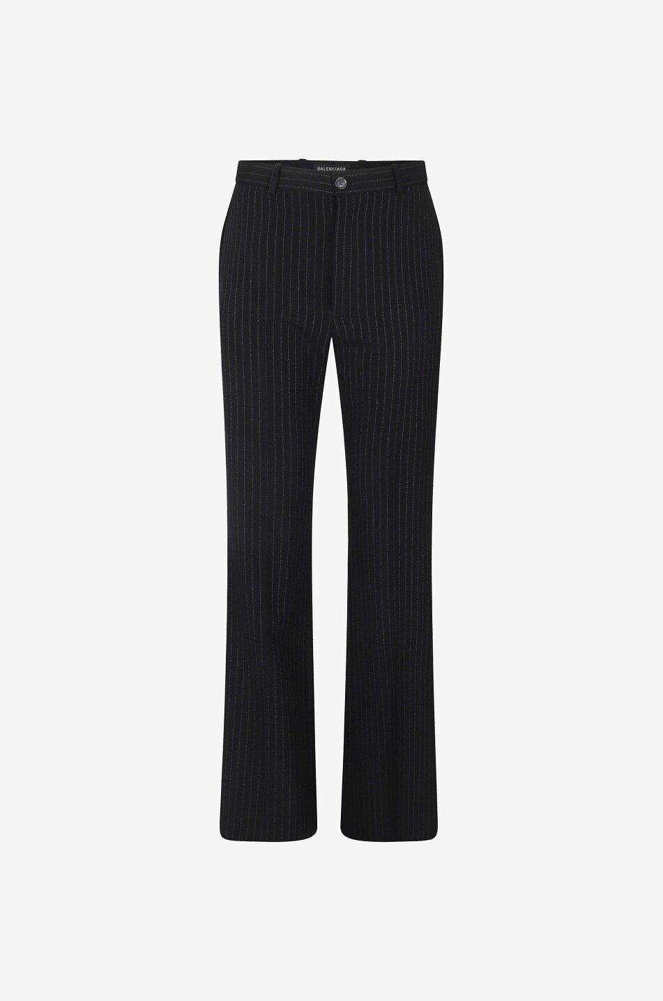 Straight-leg pinstripe wool trousers
