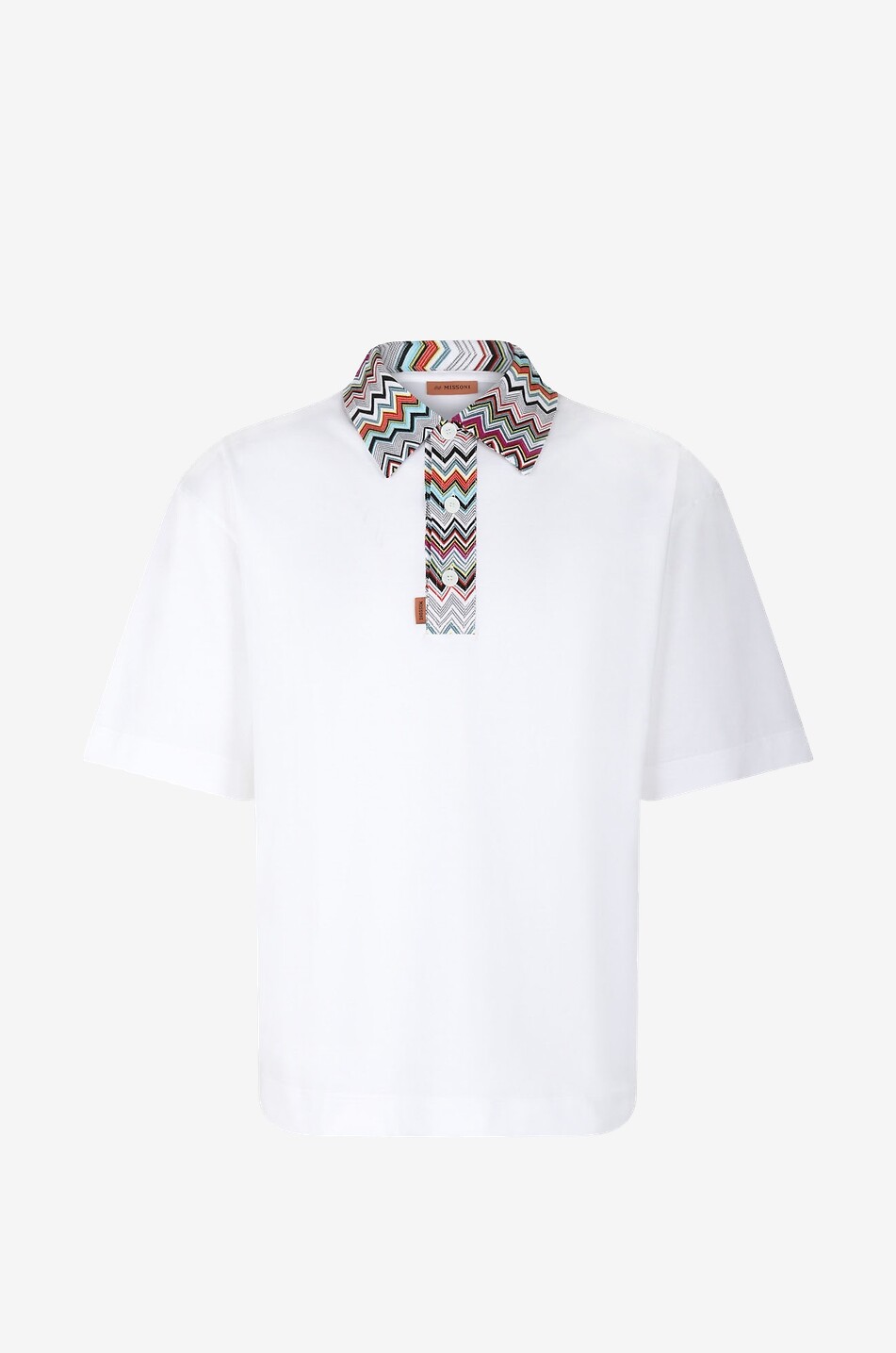 Polo en jersey à manches courtes et col chevrons