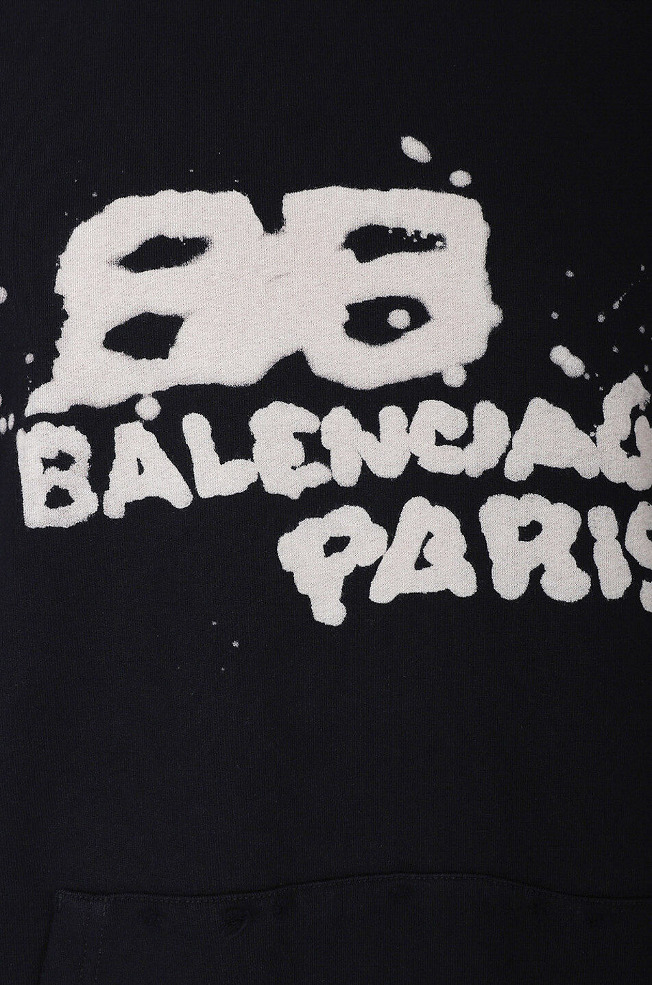 BALENCIAGA Sweat-shirt à capuche vieilli Hand Drawn BB Icon Large Fit Homme NOIR 3
