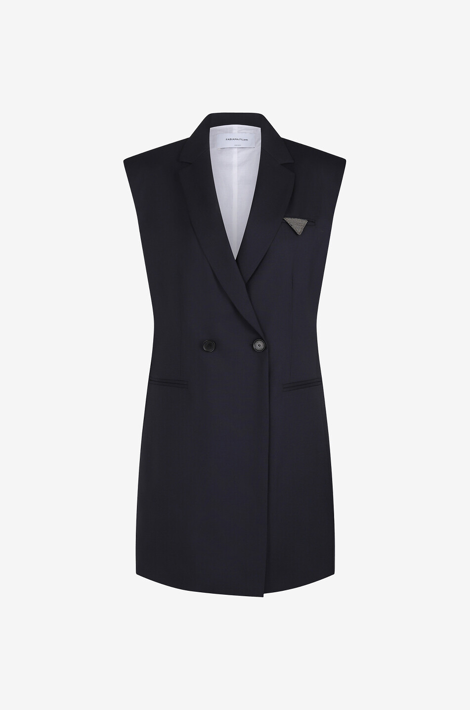 Blazer croisé sans manches en laine vierge