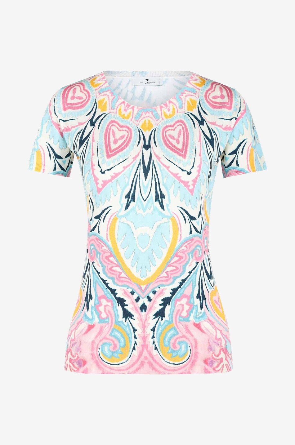 Pull à manches courtes en soie imprimé coeurs