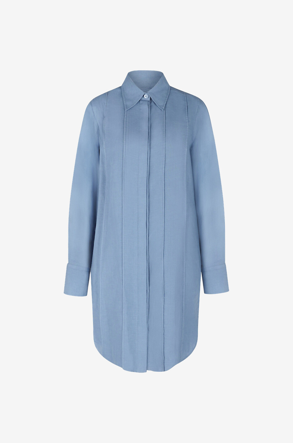 Kurzes Leinen-Hemdkleid mit Biesen