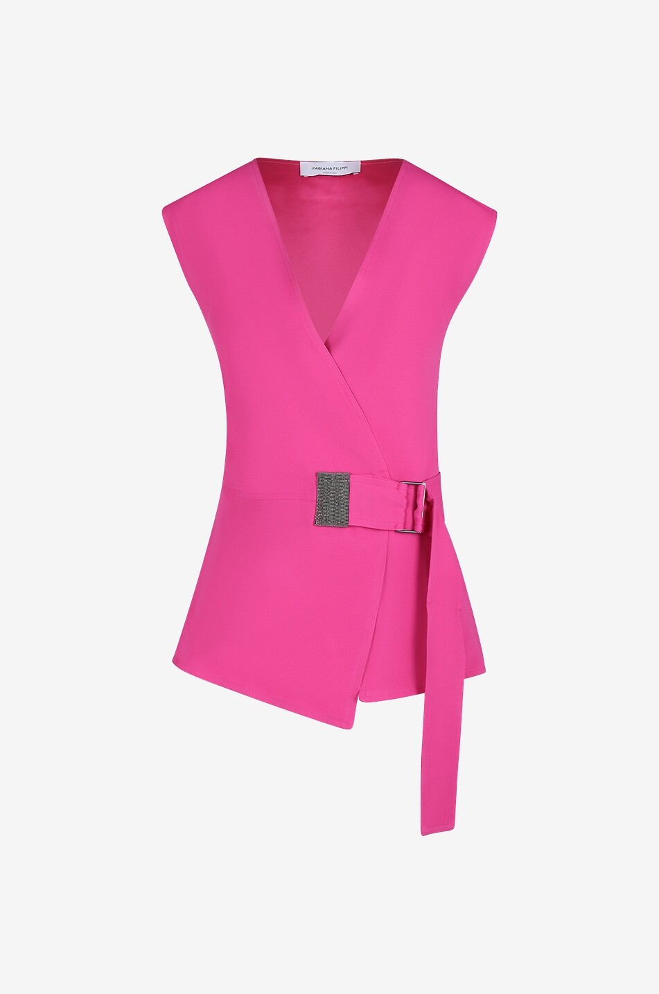 Ärmelloses Wickeltop aus Crêpe