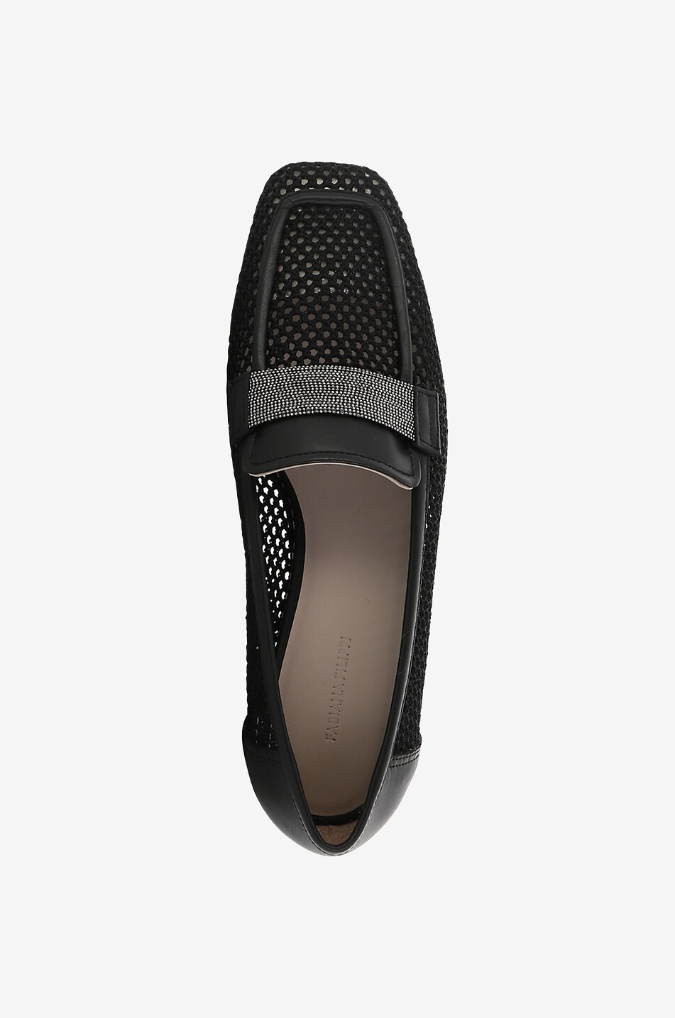 Mocassins en cuir et tissu crocheté ajouré