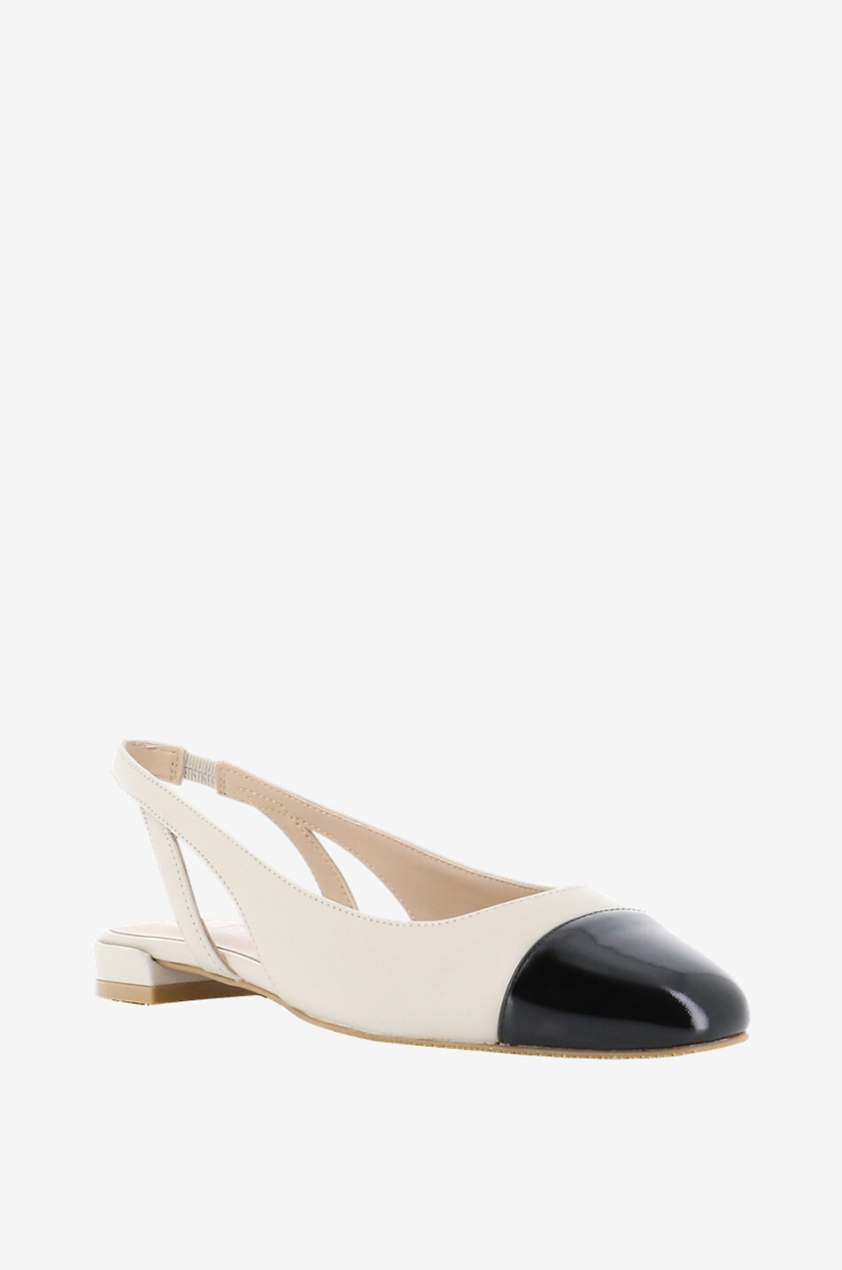 Sling-back-Ballerinas aus zweifarbigem Leder