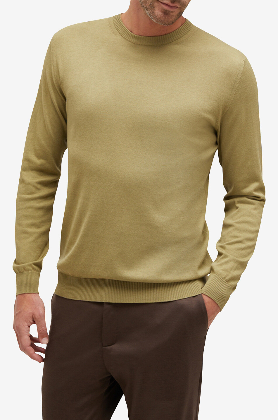 MAURIZIO BALDASSARI Pullover mit Rundhalsausschnitt aus Seide und Baumwolle Herren MITTELGRÜN 3