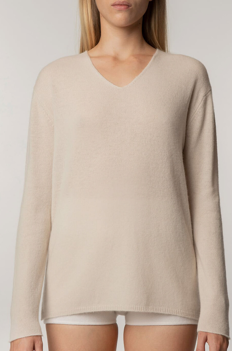 ALLUDE V-neck cashmere jumper Women BEIGE 3